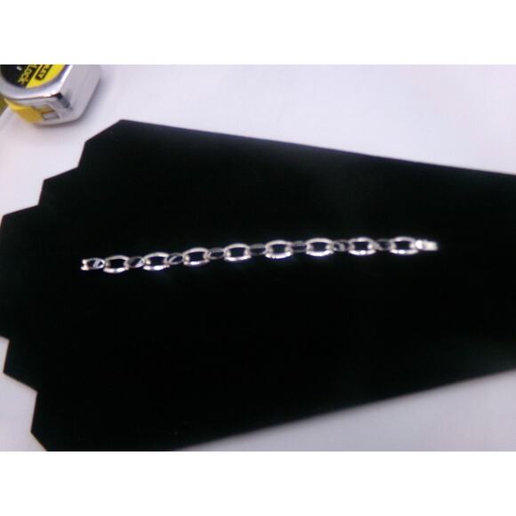 VINTAGE STERLING SILVER & ONYX BRACELET Oval Link Chain link clasp closure - Picture 13 of 16